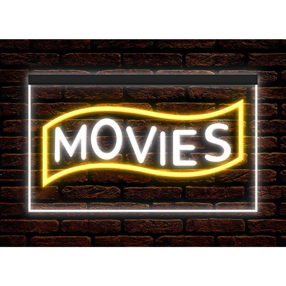 DC140089 Movies Home Theater Cinema DVD Shop Display illuminated Night Light Neon Sign Dual Color
