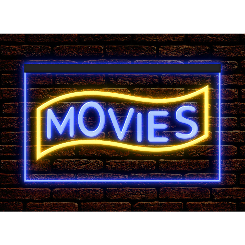DC140089 Movies Home Theater Cinema DVD Shop Display illuminated Night Light Neon Sign Dual Color