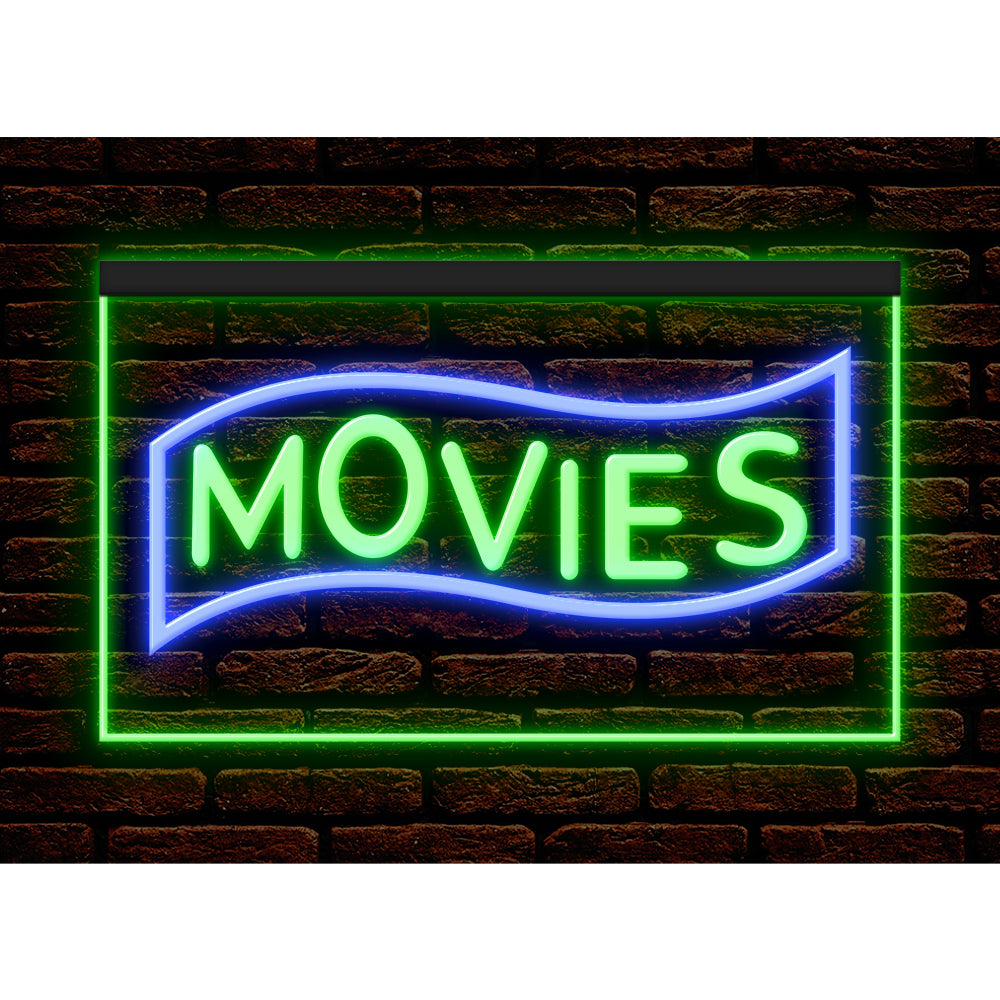 DC140089 Movies Home Theater Cinema DVD Shop Display illuminated Night Light Neon Sign Dual Color