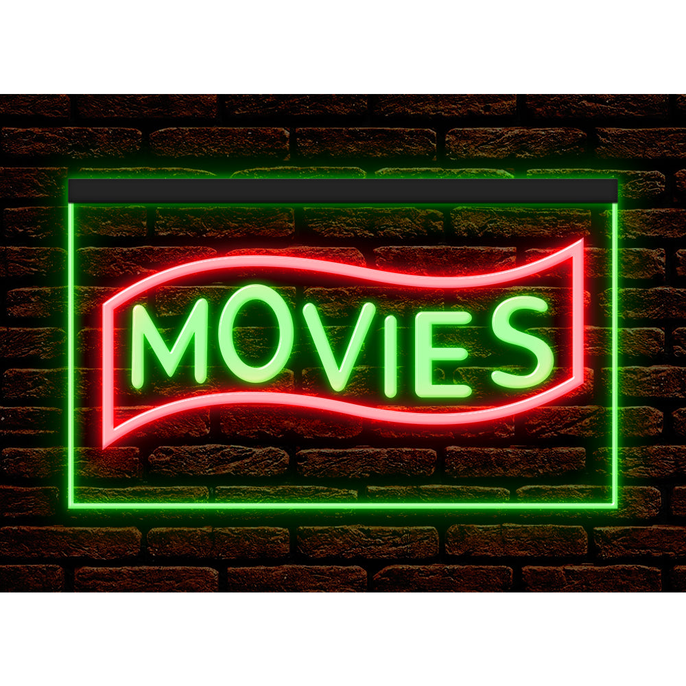 DC140089 Movies Home Theater Cinema DVD Shop Display illuminated Night Light Neon Sign Dual Color