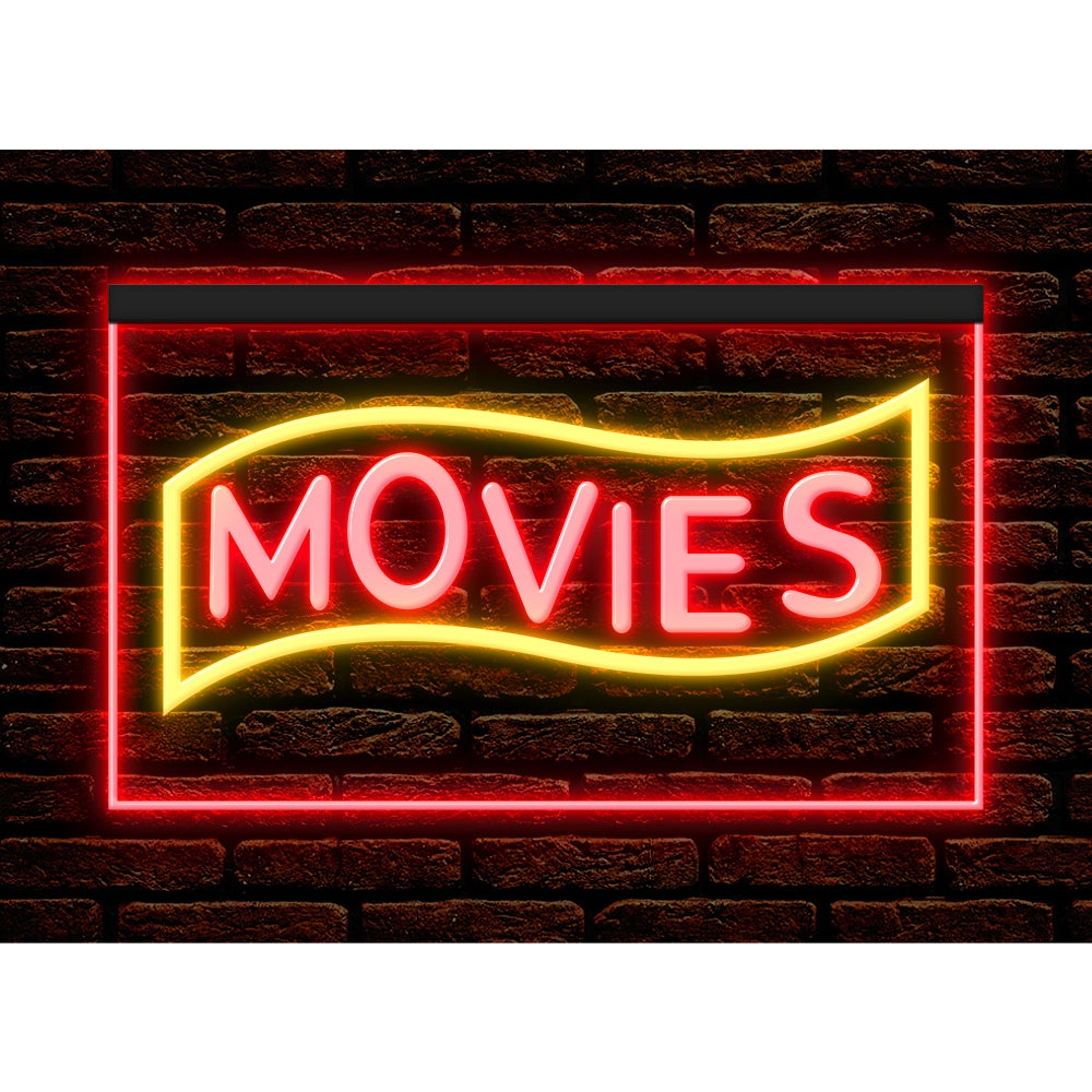 DC140089 Movies Home Theater Cinema DVD Shop Display illuminated Night Light Neon Sign Dual Color