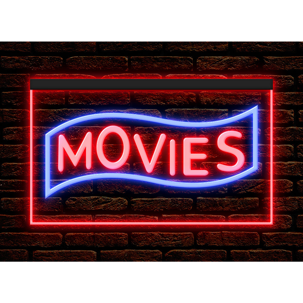 DC140089 Movies Home Theater Cinema DVD Shop Display illuminated Night Light Neon Sign Dual Color