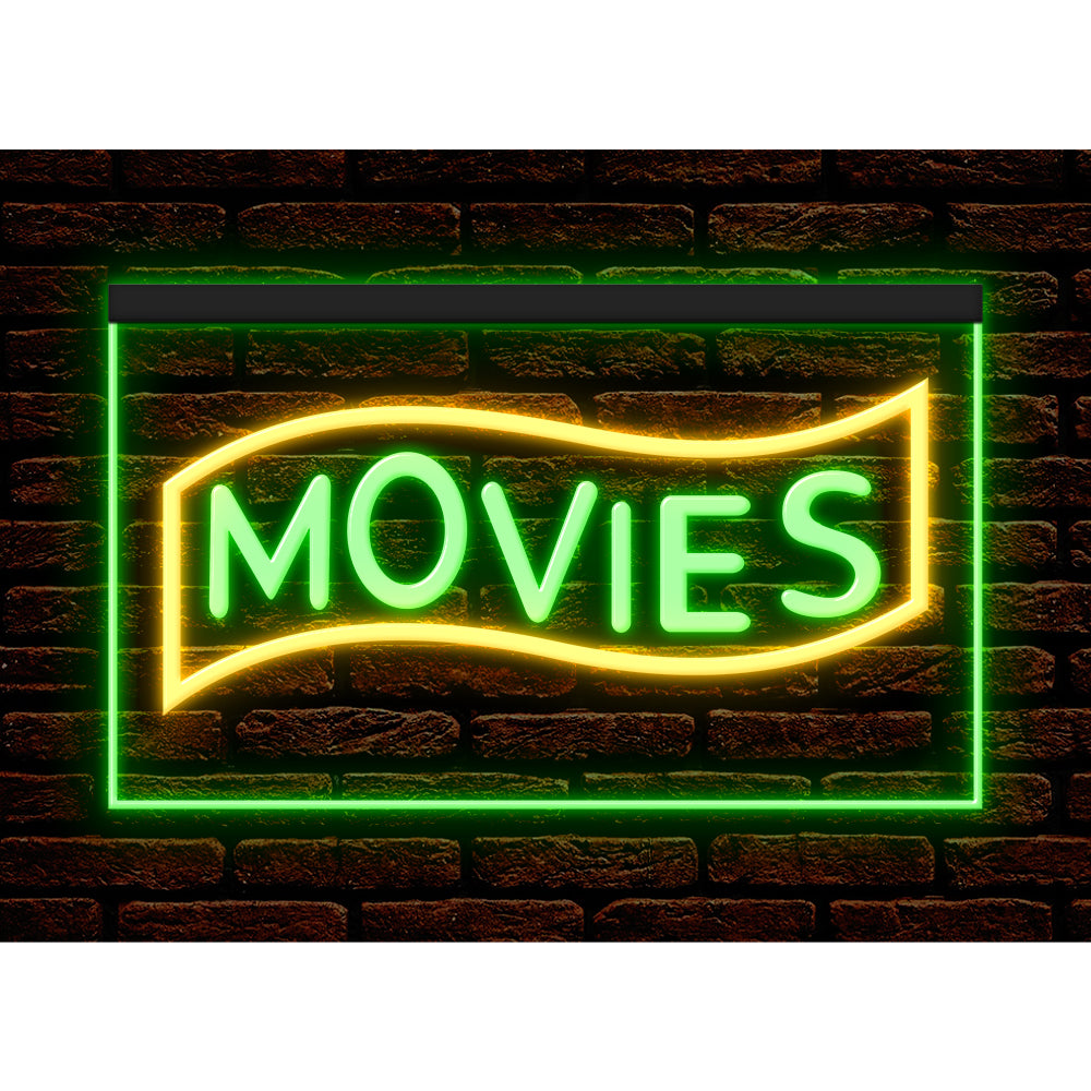 DC140089 Movies Home Theater Cinema DVD Shop Display illuminated Night Light Neon Sign Dual Color