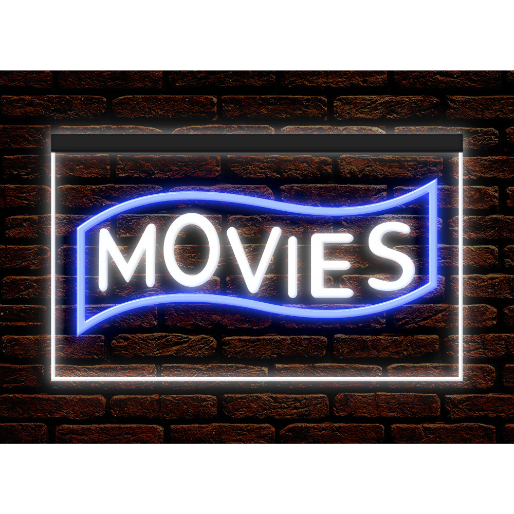 DC140089 Movies Home Theater Cinema DVD Shop Display illuminated Night Light Neon Sign Dual Color
