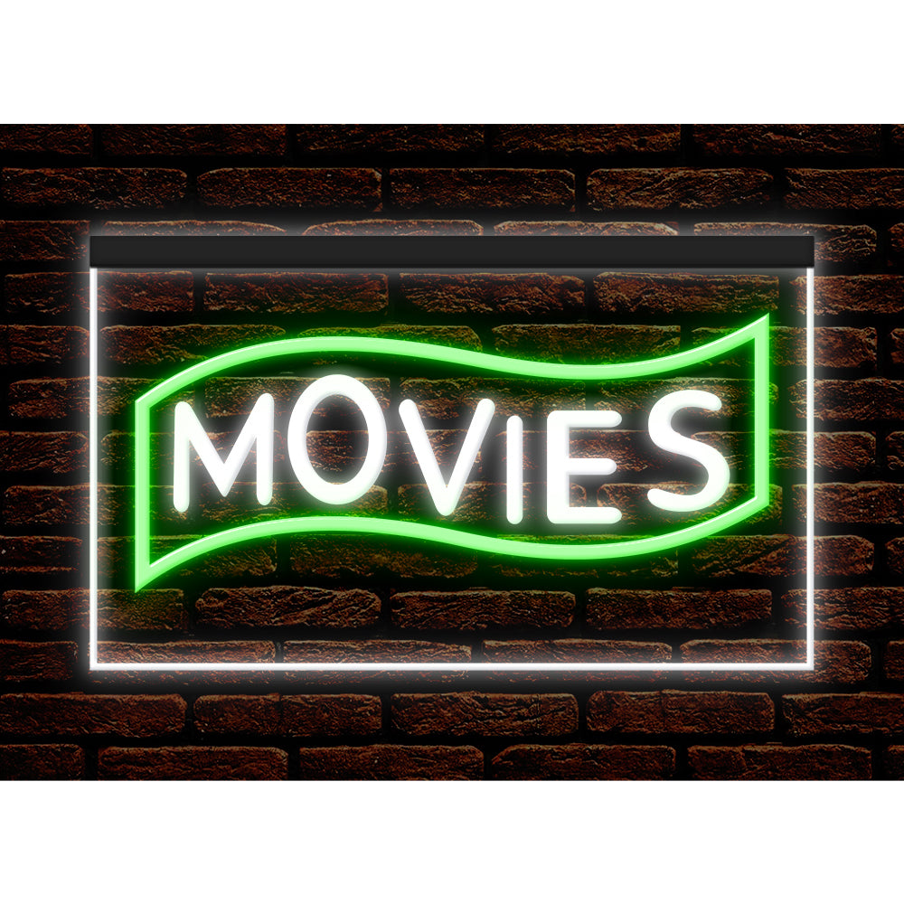 DC140089 Movies Home Theater Cinema DVD Shop Display illuminated Night Light Neon Sign Dual Color