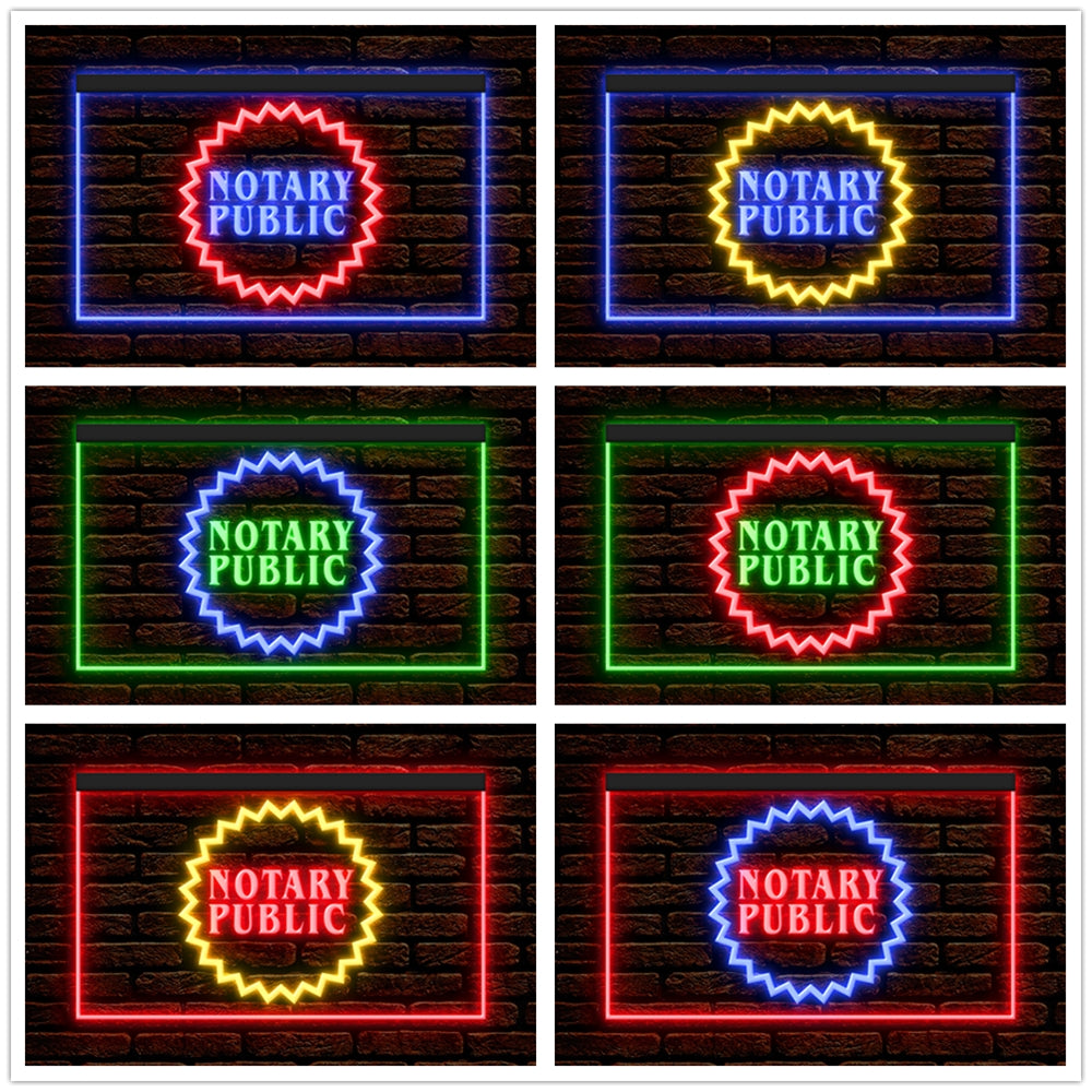 DC150002 Notary Public Business Service Office Shop Display illuminated Night Light Neon Sign Dual Color