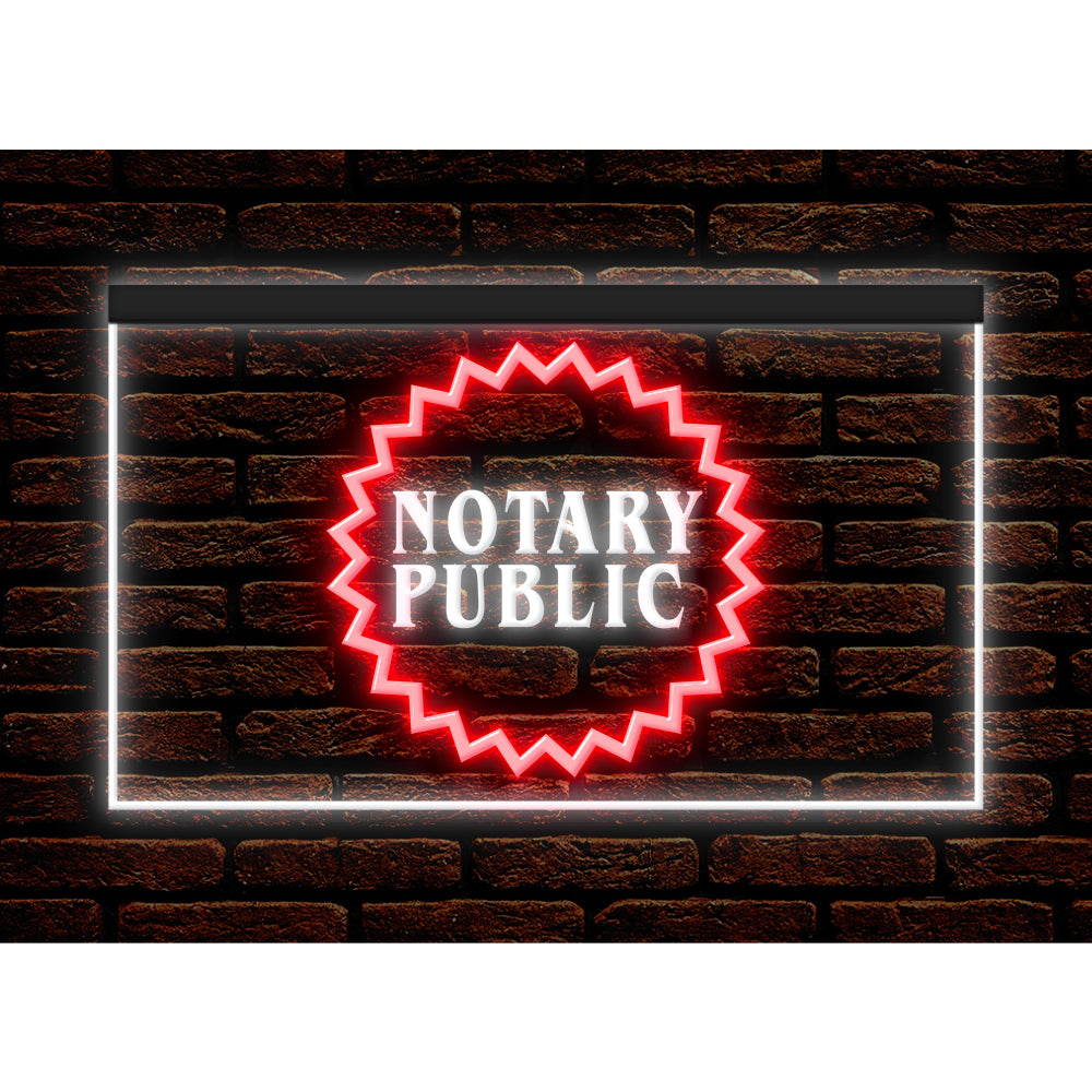 DC150002 Notary Public Business Service Office Shop Display illuminated Night Light Neon Sign Dual Color
