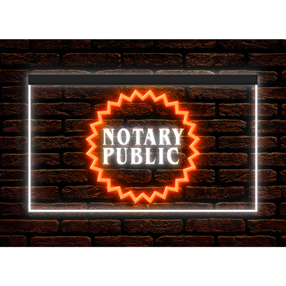 DC150002 Notary Public Business Service Office Shop Display illuminated Night Light Neon Sign Dual Color