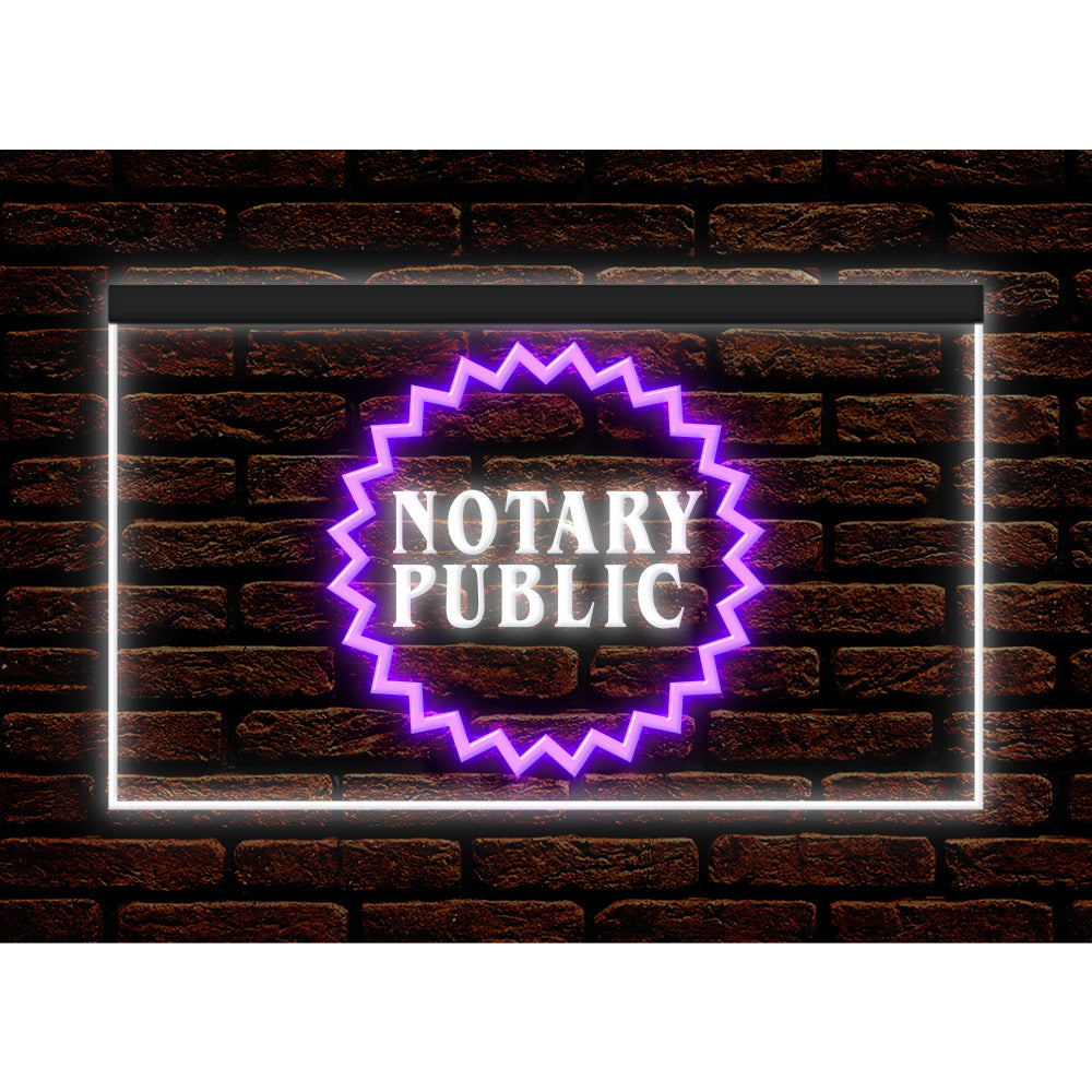 DC150002 Notary Public Business Service Office Shop Display illuminated Night Light Neon Sign Dual Color