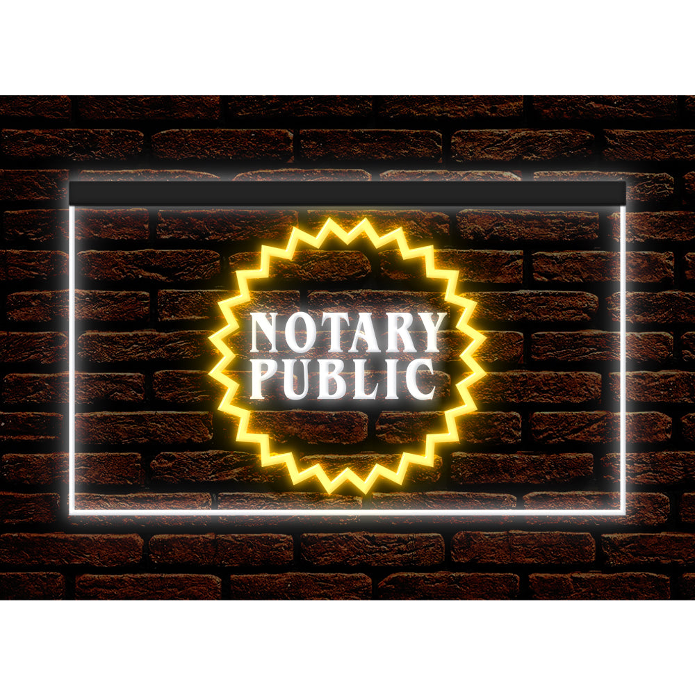 DC150002 Notary Public Business Service Office Shop Display illuminated Night Light Neon Sign Dual Color