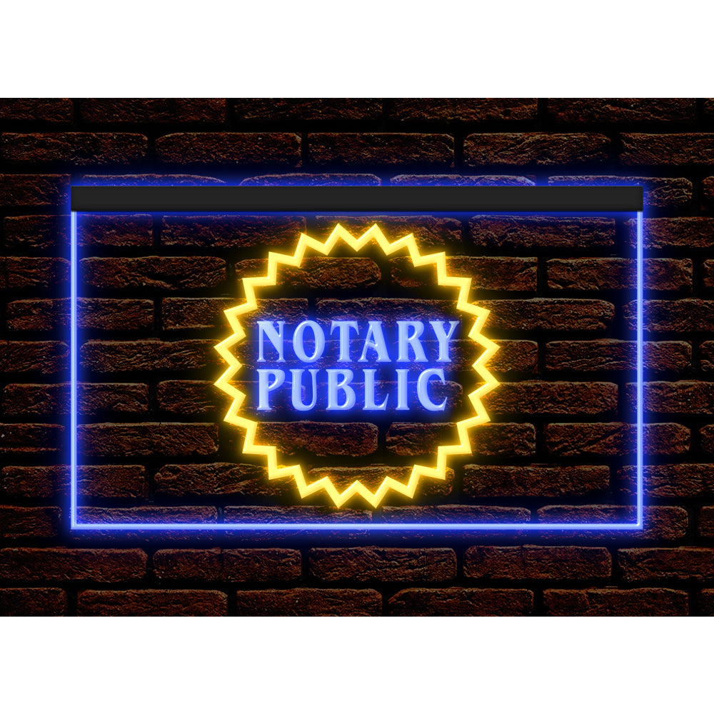 DC150002 Notary Public Business Service Office Shop Display illuminated Night Light Neon Sign Dual Color