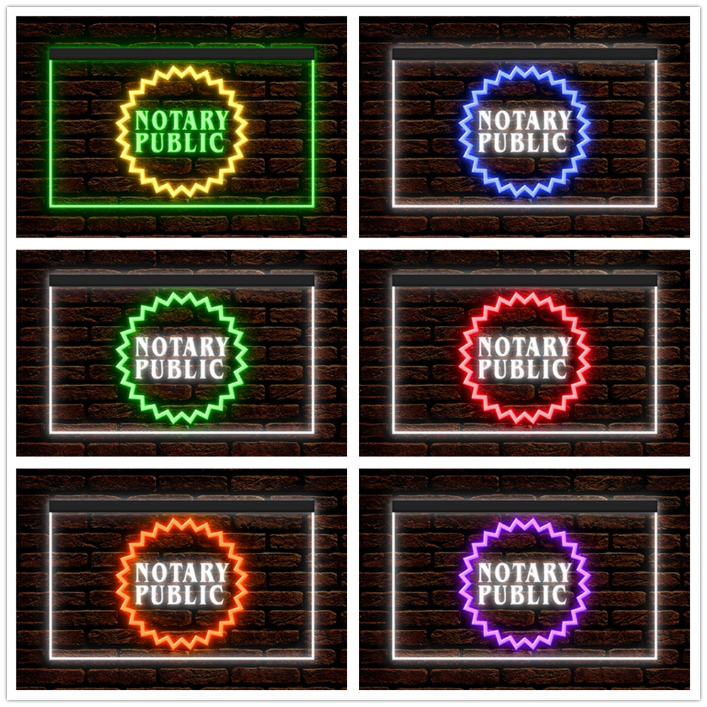 DC150002 Notary Public Business Service Office Shop Display illuminated Night Light Neon Sign Dual Color