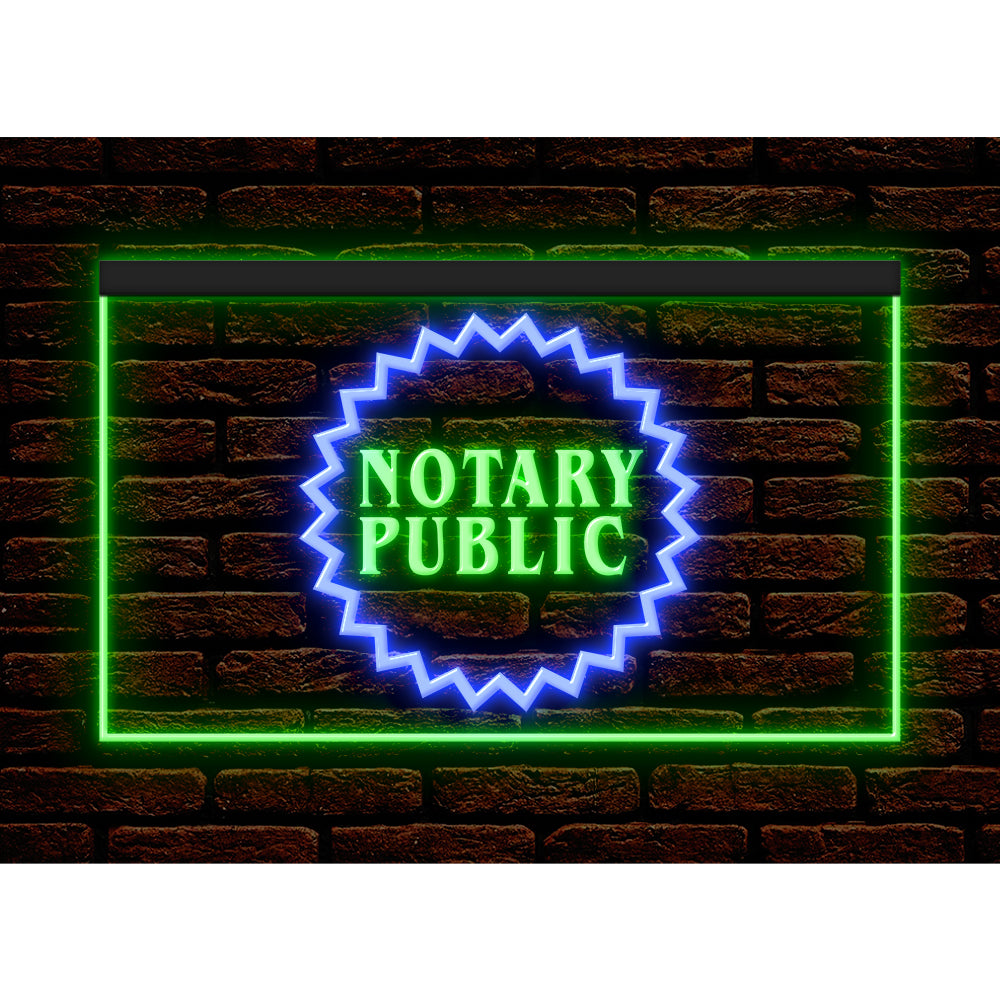 DC150002 Notary Public Business Service Office Shop Display illuminated Night Light Neon Sign Dual Color