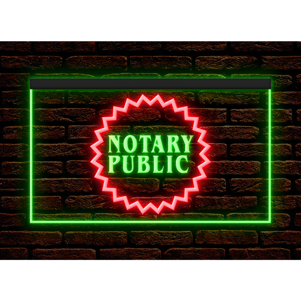 DC150002 Notary Public Business Service Office Shop Display illuminated Night Light Neon Sign Dual Color