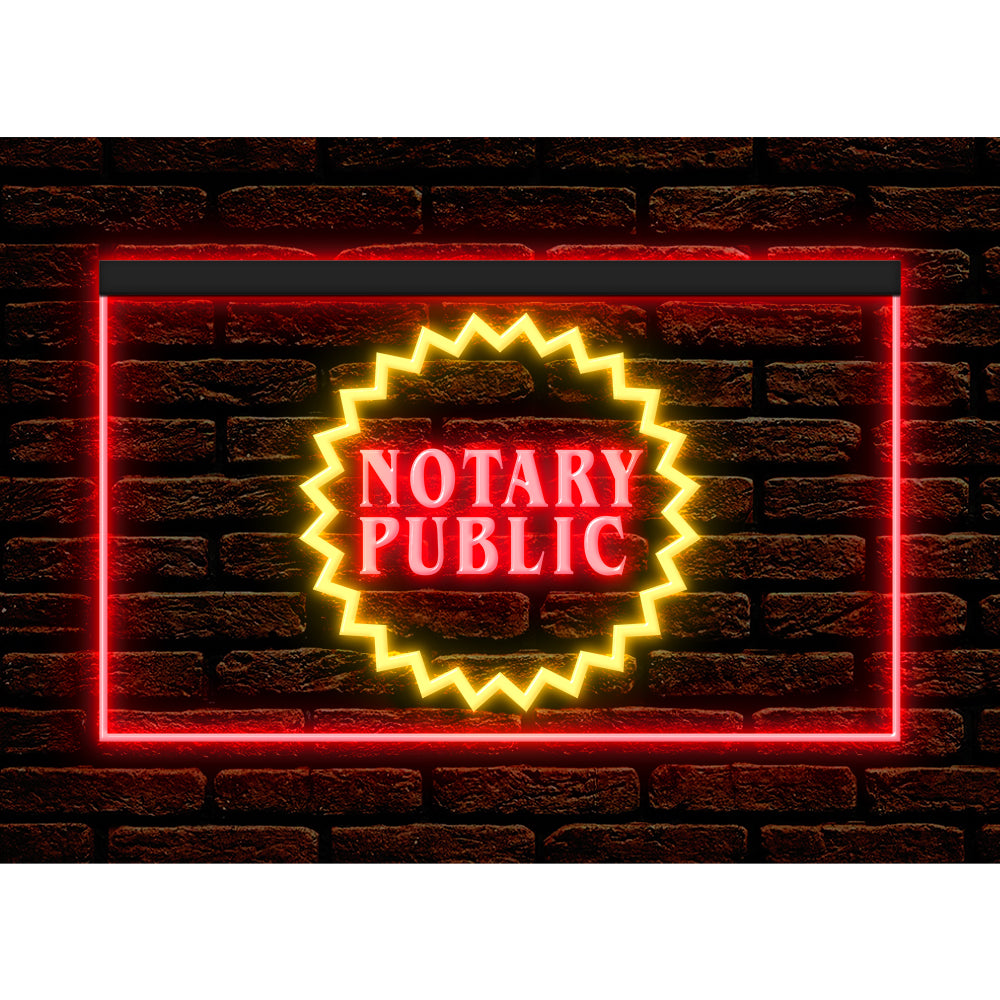 DC150002 Notary Public Business Service Office Shop Display illuminated Night Light Neon Sign Dual Color