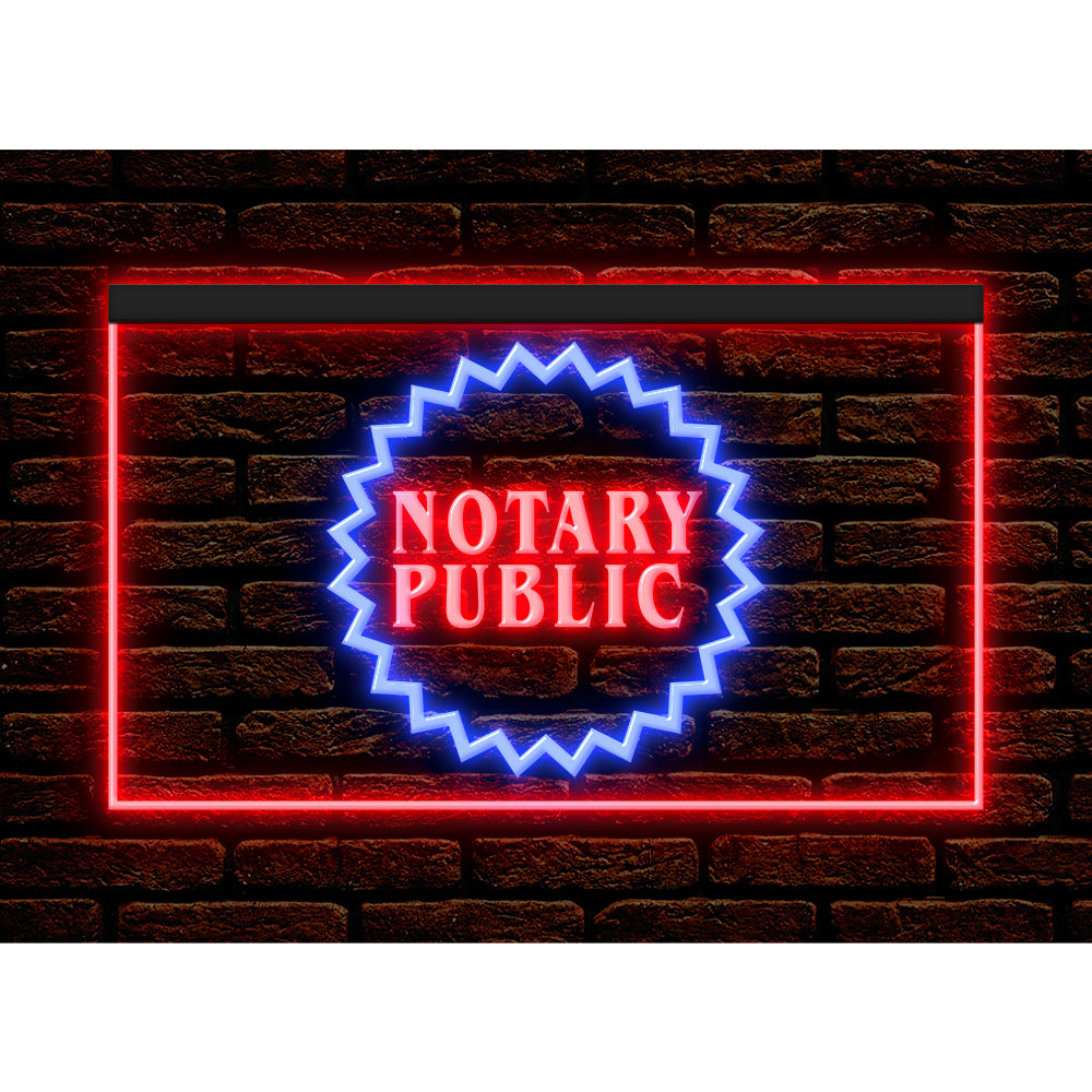 DC150002 Notary Public Business Service Office Shop Display illuminated Night Light Neon Sign Dual Color