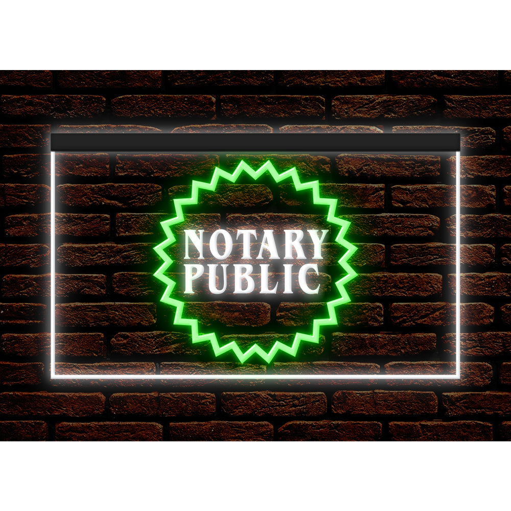 DC150002 Notary Public Business Service Office Shop Display illuminated Night Light Neon Sign Dual Color