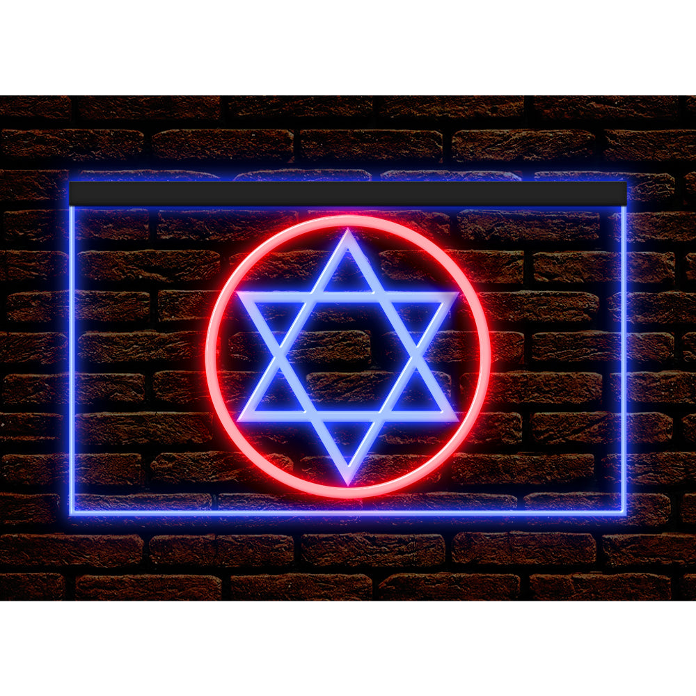 DC150024 Star of David Jewish Freedom Stars Home Decor Display illuminated Night Light Neon Sign Dual Color