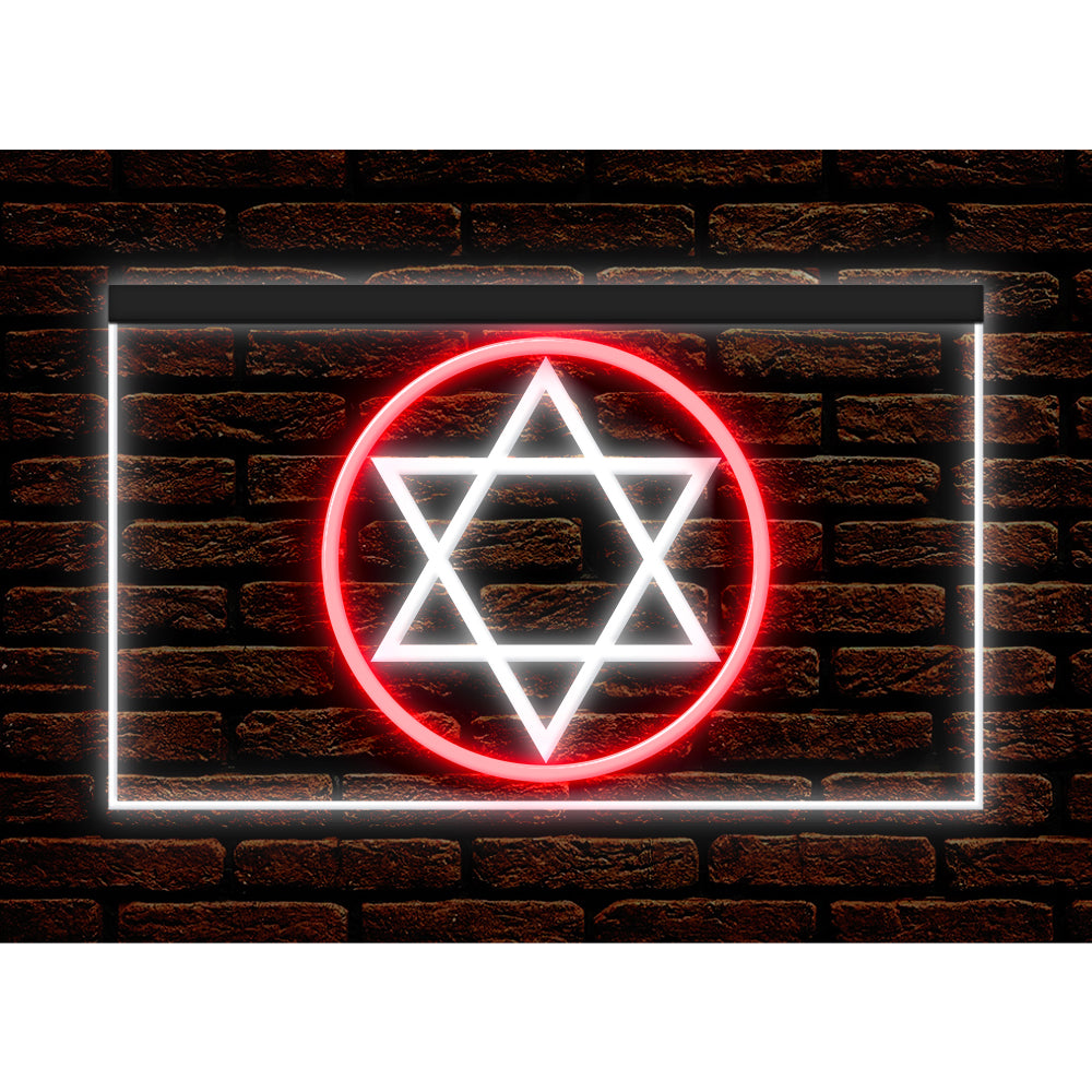 DC150024 Star of David Jewish Freedom Stars Home Decor Display illuminated Night Light Neon Sign Dual Color