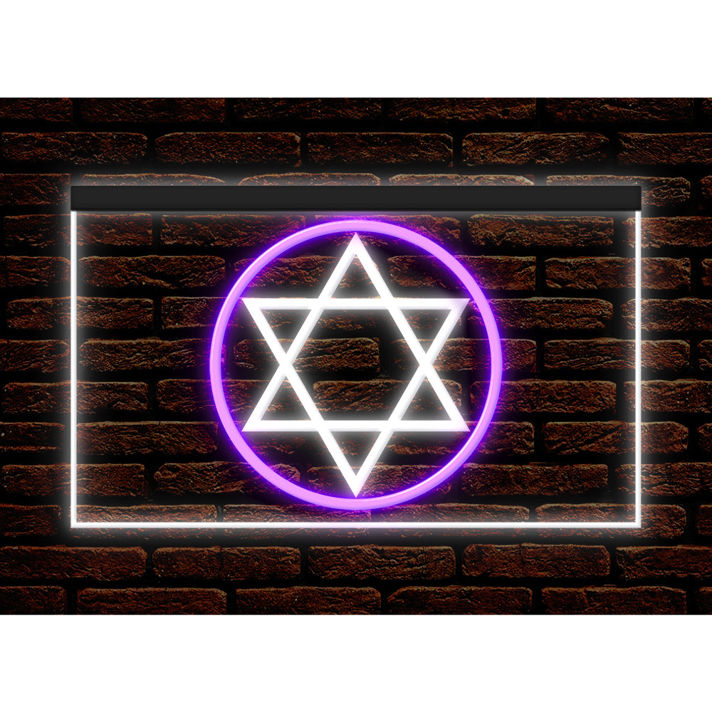 DC150024 Star of David Jewish Freedom Stars Home Decor Display illuminated Night Light Neon Sign Dual Color