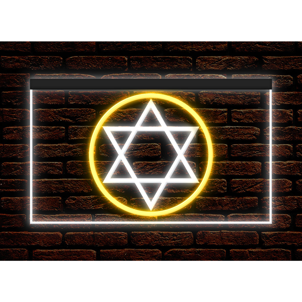 DC150024 Star of David Jewish Freedom Stars Home Decor Display illuminated Night Light Neon Sign Dual Color