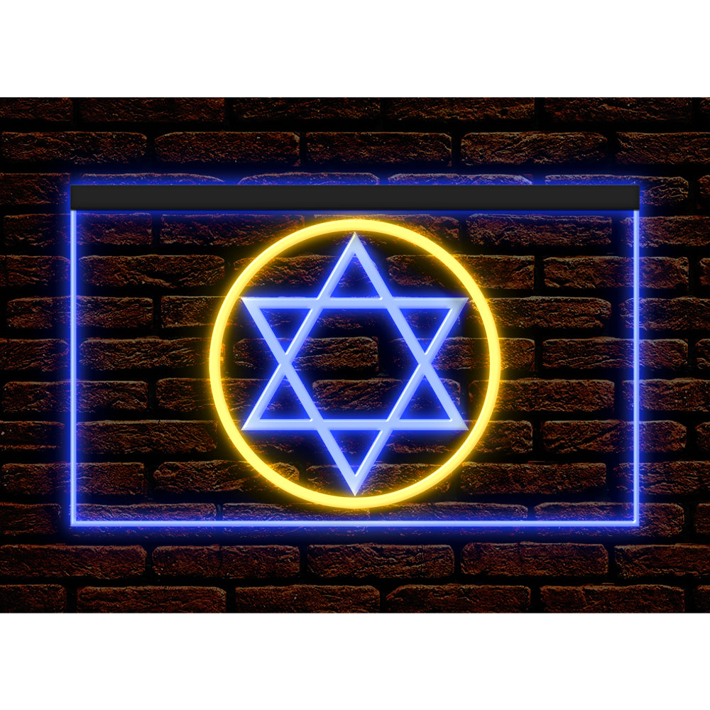 DC150024 Star of David Jewish Freedom Stars Home Decor Display illuminated Night Light Neon Sign Dual Color