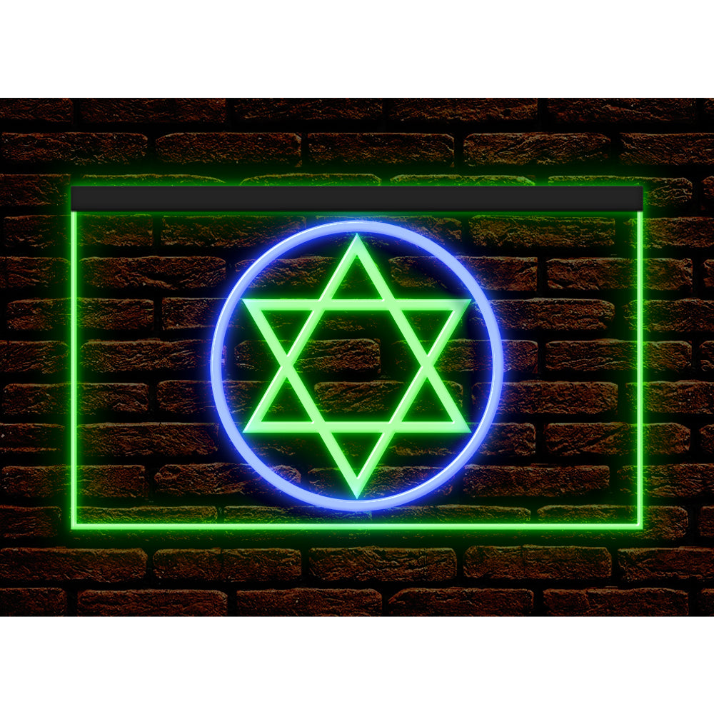 DC150024 Star of David Jewish Freedom Stars Home Decor Display illuminated Night Light Neon Sign Dual Color