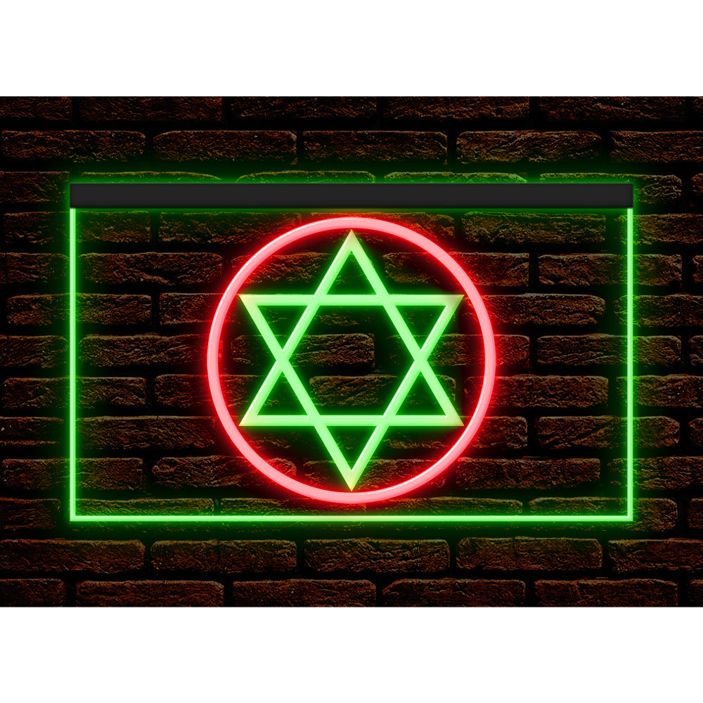 DC150024 Star of David Jewish Freedom Stars Home Decor Display illuminated Night Light Neon Sign Dual Color