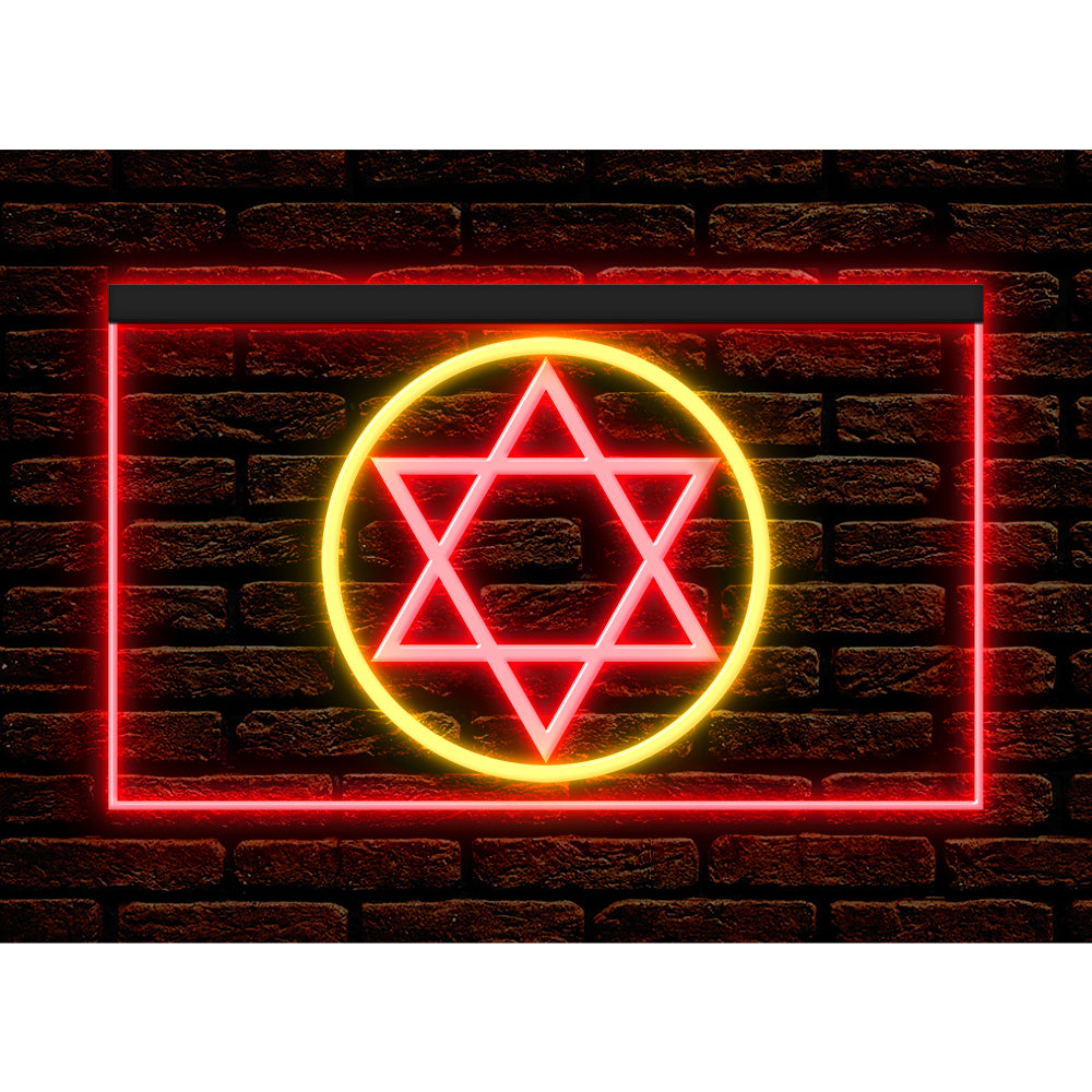 DC150024 Star of David Jewish Freedom Stars Home Decor Display illuminated Night Light Neon Sign Dual Color