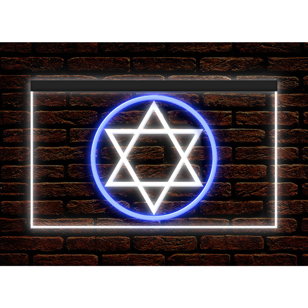 DC150024 Star of David Jewish Freedom Stars Home Decor Display illuminated Night Light Neon Sign Dual Color