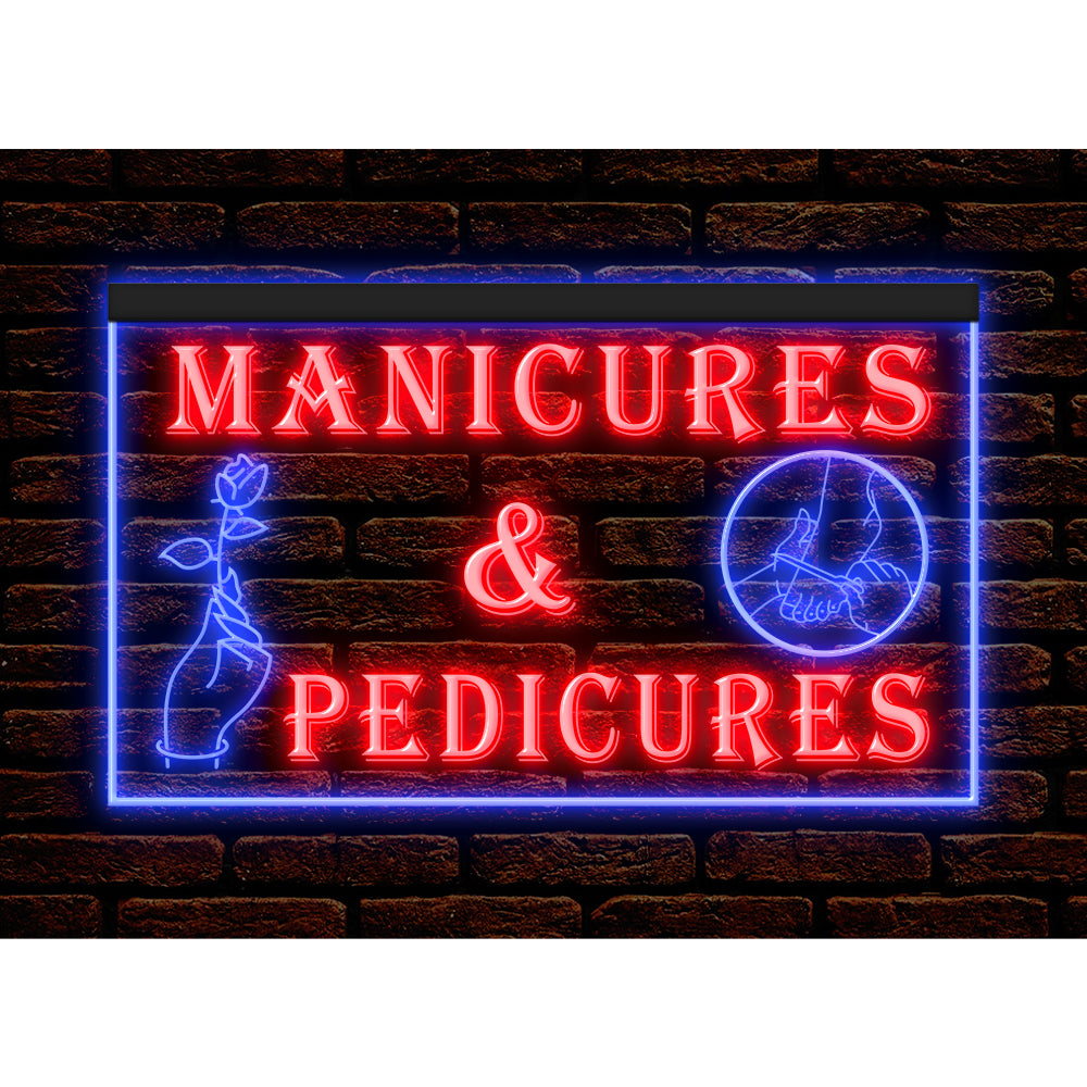 DC160055 Manicures Pedicures Beauty Salon Open Home Decor Display illuminated Night Light Neon Sign Dual Color