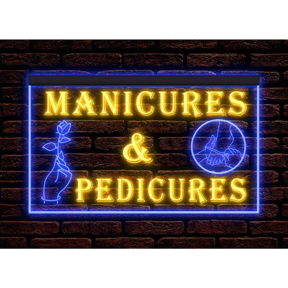 DC160055 Manicures Pedicures Beauty Salon Open Home Decor Display illuminated Night Light Neon Sign Dual Color