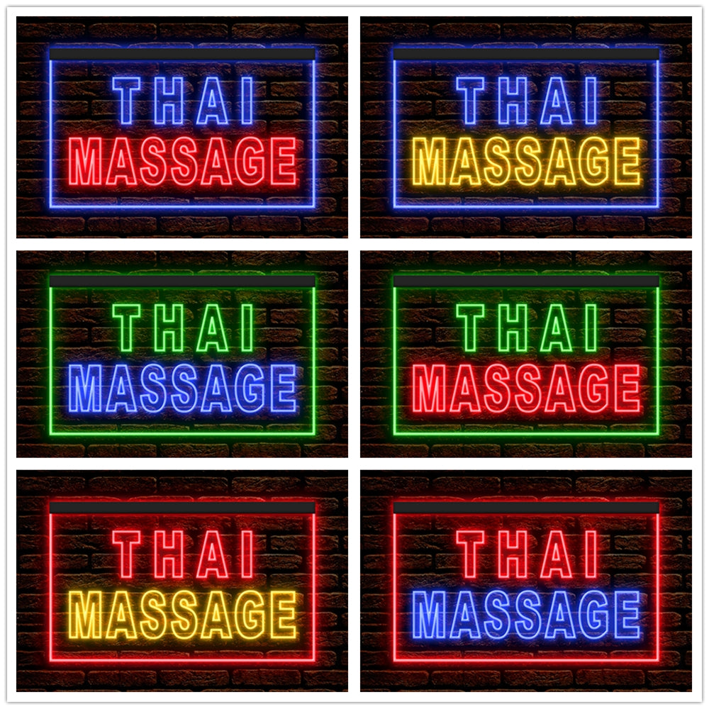 DC160062 Thai Massage Beauty Salon Open Home Decor Display illuminated Night Light Neon Sign Dual Color