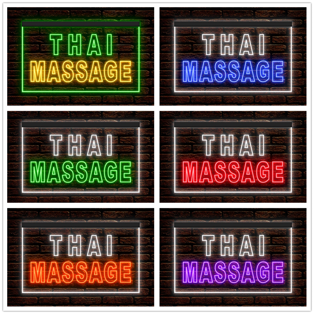 DC160062 Thai Massage Beauty Salon Open Home Decor Display illuminated Night Light Neon Sign Dual Color