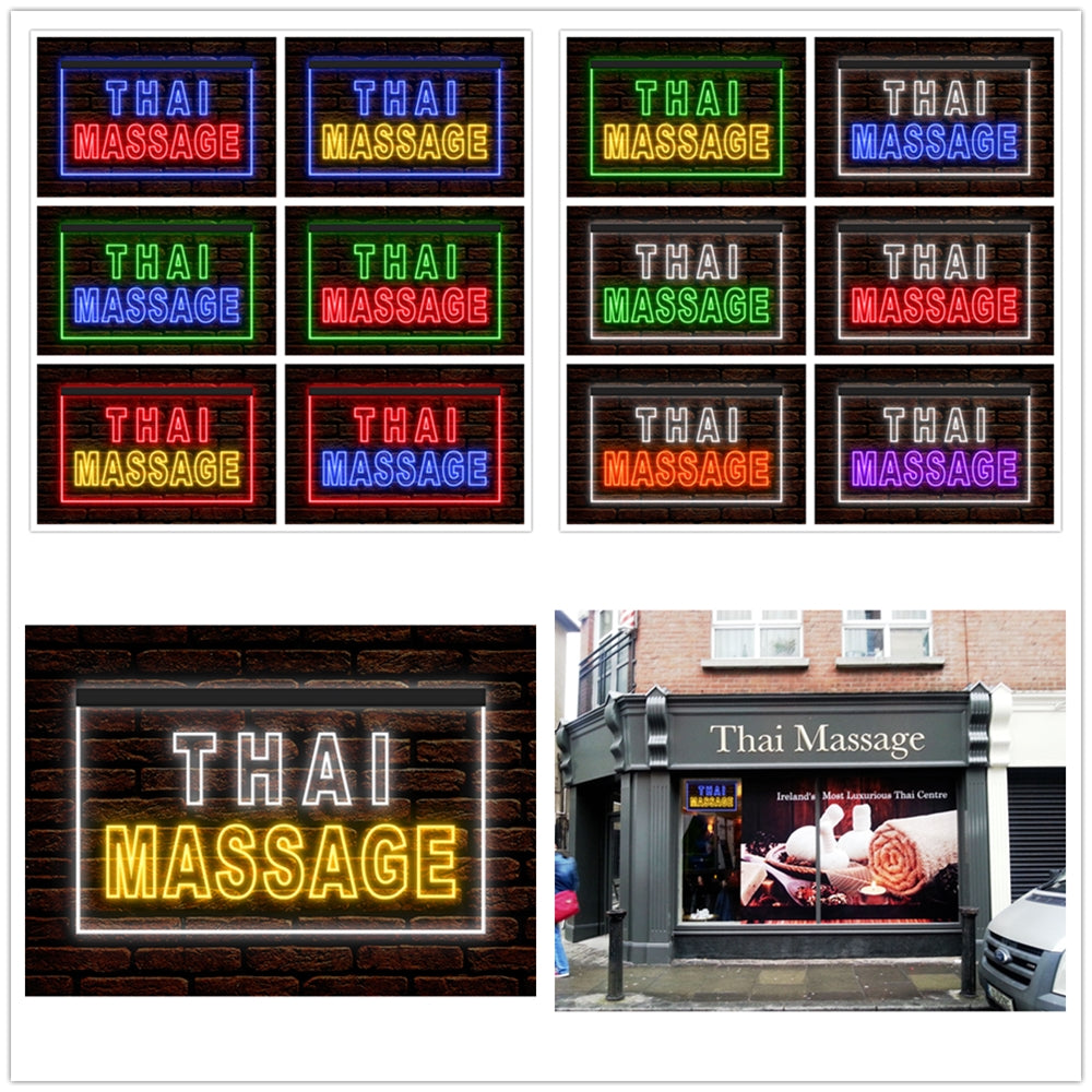 DC160062 Thai Massage Beauty Salon Open Home Decor Display illuminated Night Light Neon Sign Dual Color