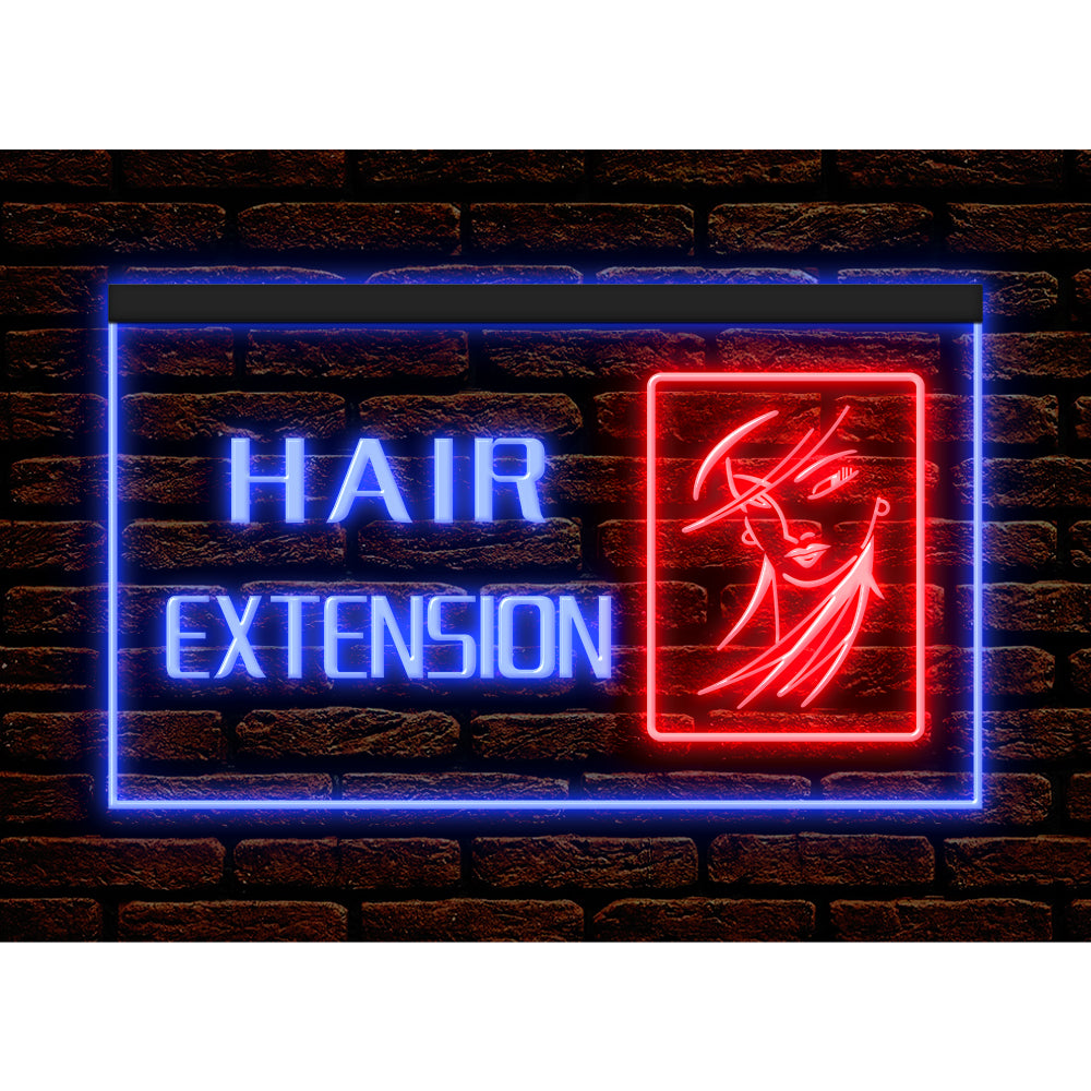 DC160063 Hair Extension Beauty Salon Open Home Decor Display illuminated Night Light Neon Sign Dual Color