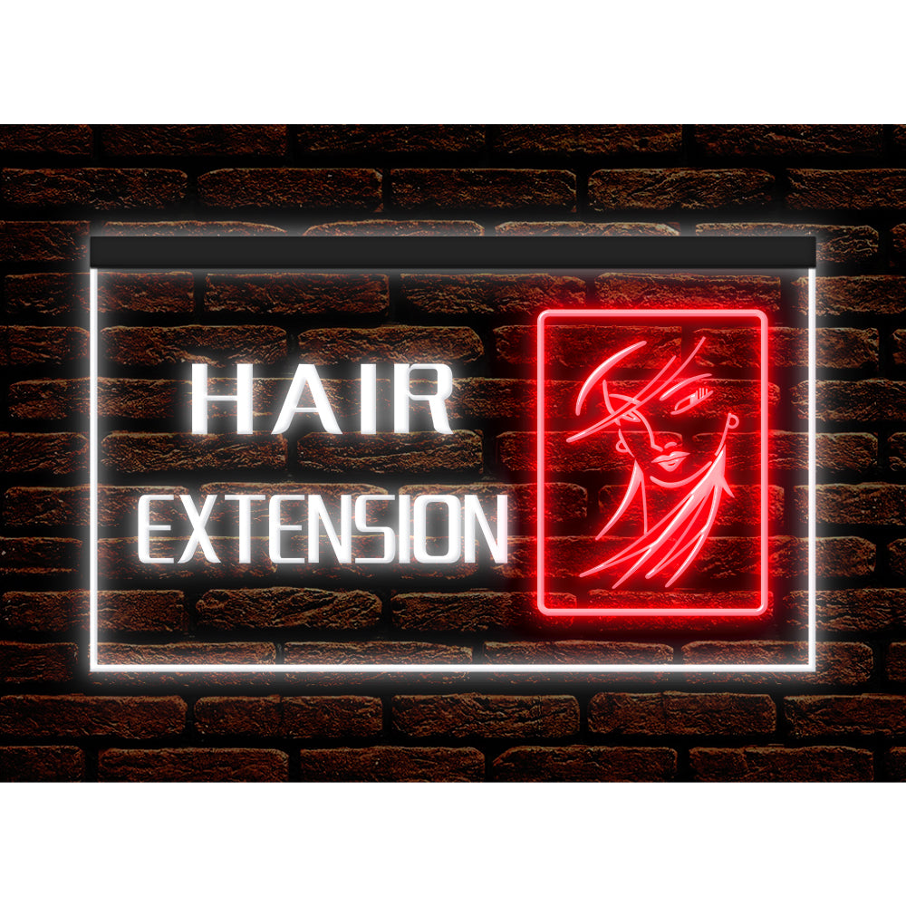 DC160063 Hair Extension Beauty Salon Open Home Decor Display illuminated Night Light Neon Sign Dual Color