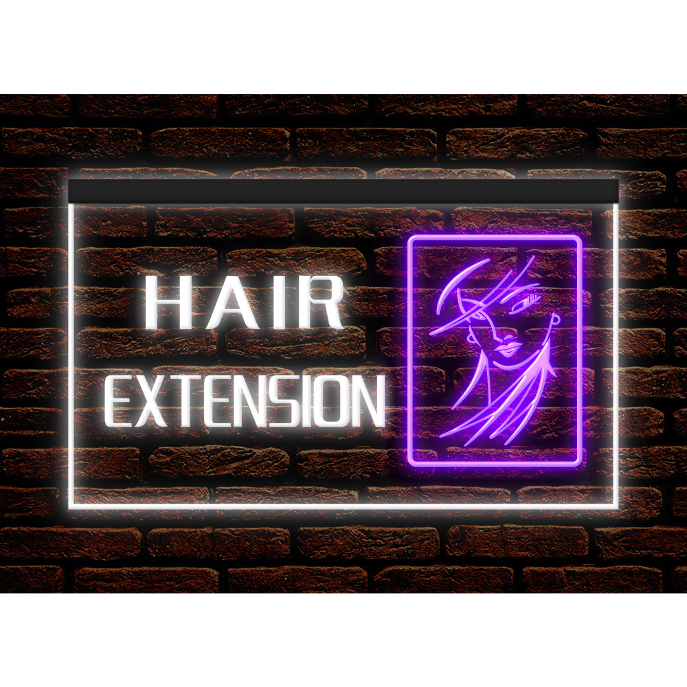 DC160063 Hair Extension Beauty Salon Open Home Decor Display illuminated Night Light Neon Sign Dual Color