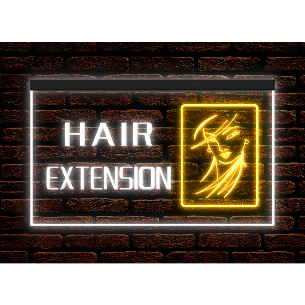 DC160063 Hair Extension Beauty Salon Open Home Decor Display illuminated Night Light Neon Sign Dual Color