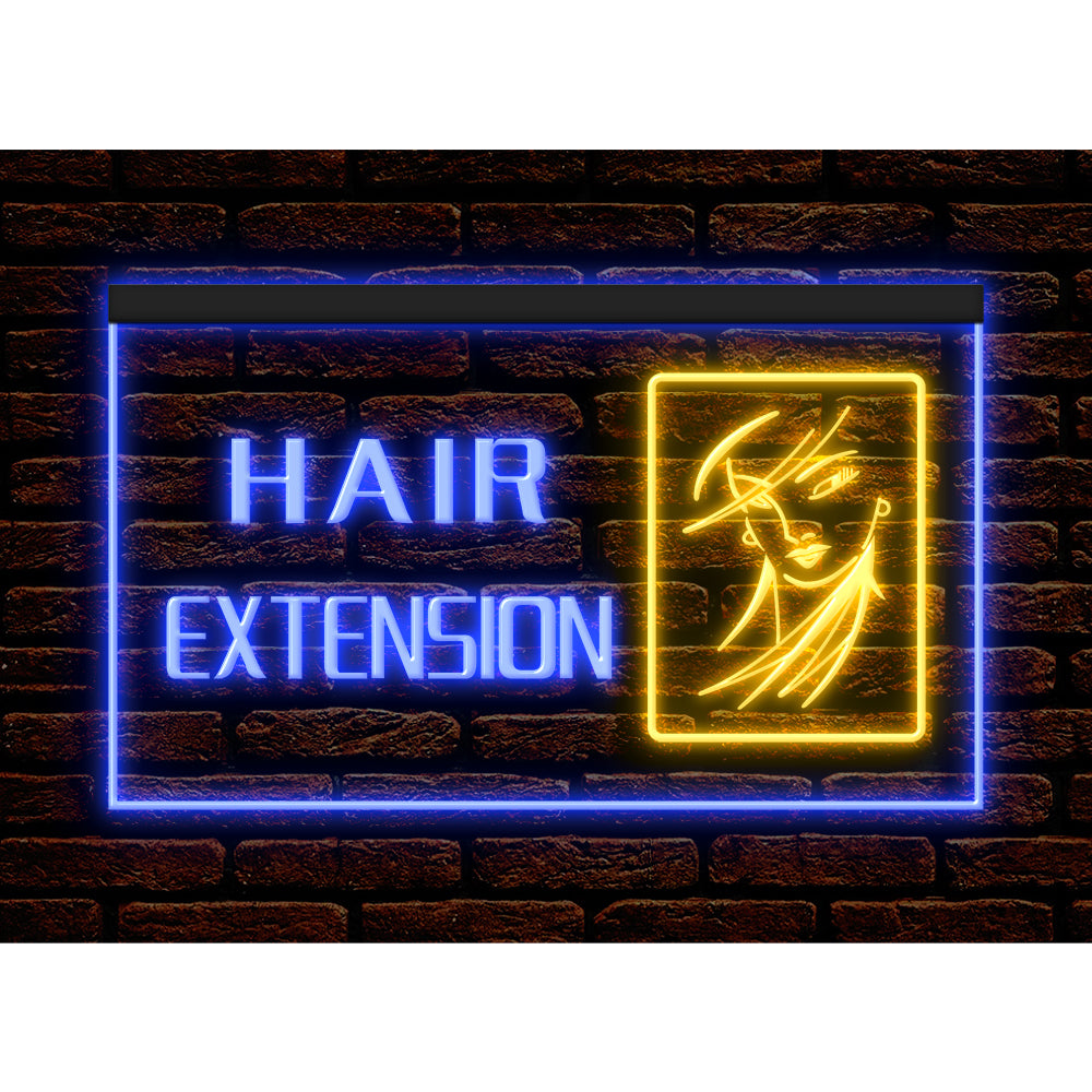 DC160063 Hair Extension Beauty Salon Open Home Decor Display illuminated Night Light Neon Sign Dual Color