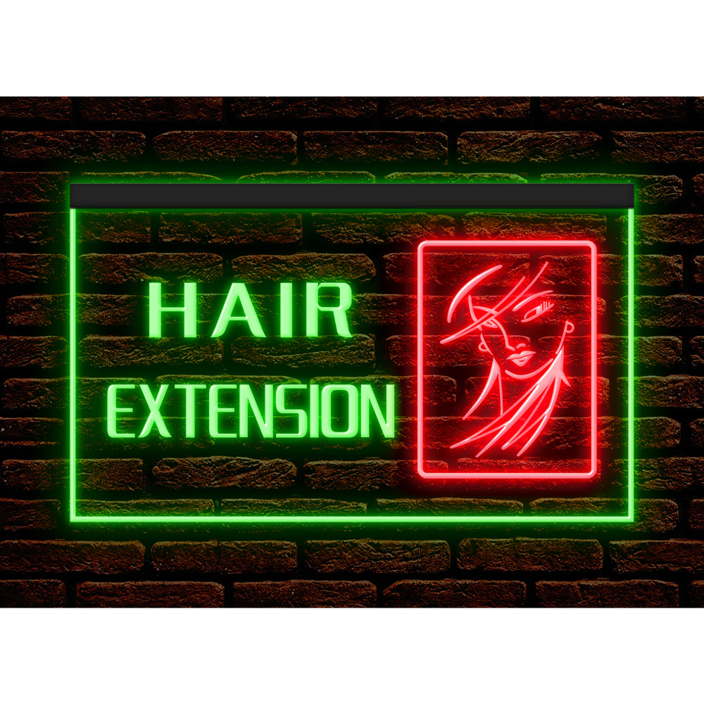 DC160063 Hair Extension Beauty Salon Open Home Decor Display illuminated Night Light Neon Sign Dual Color