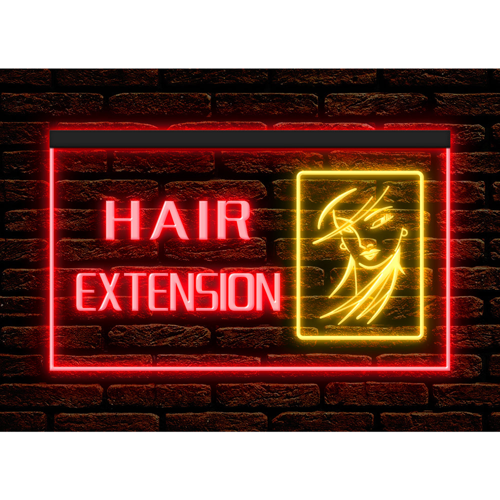 DC160063 Hair Extension Beauty Salon Open Home Decor Display illuminated Night Light Neon Sign Dual Color