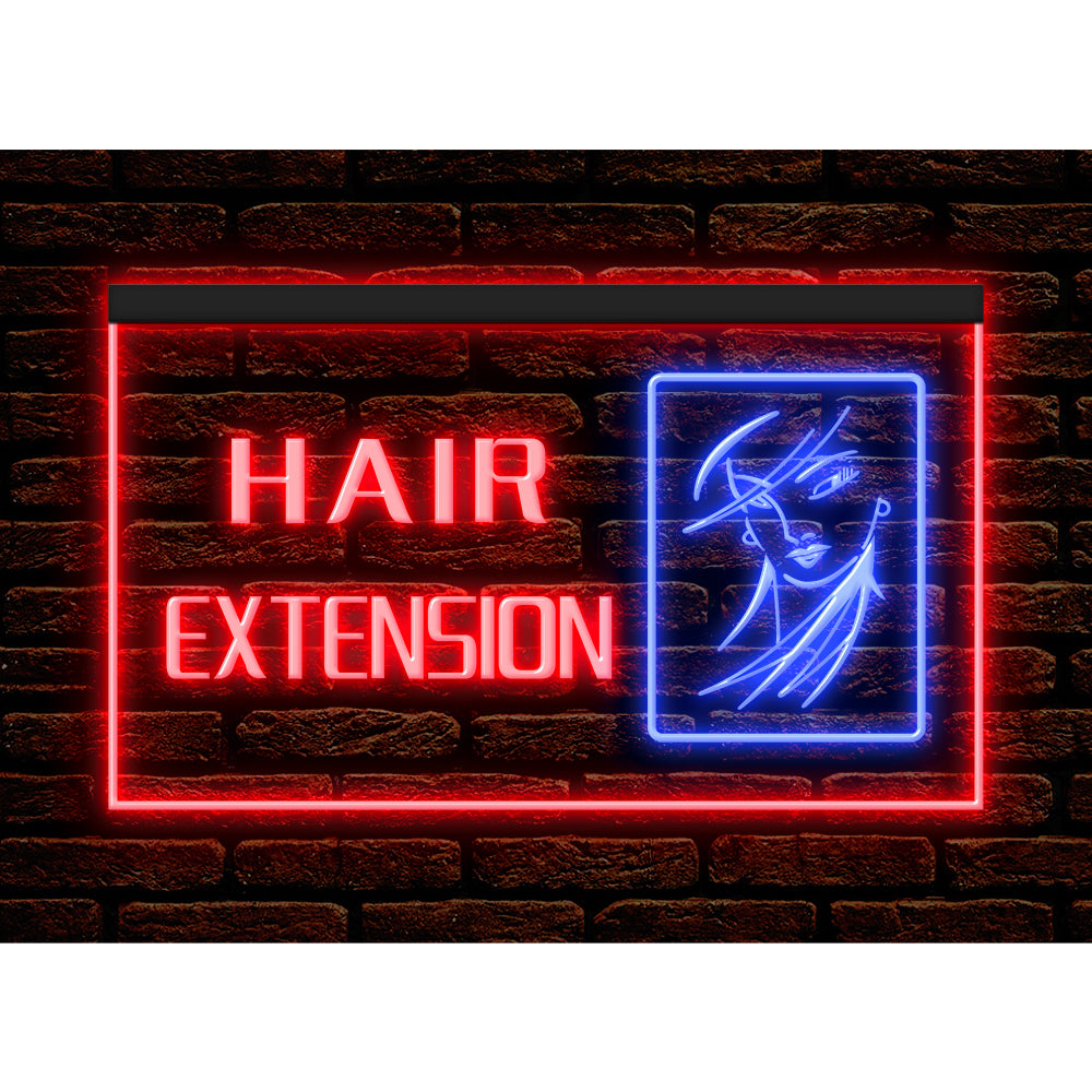 DC160063 Hair Extension Beauty Salon Open Home Decor Display illuminated Night Light Neon Sign Dual Color