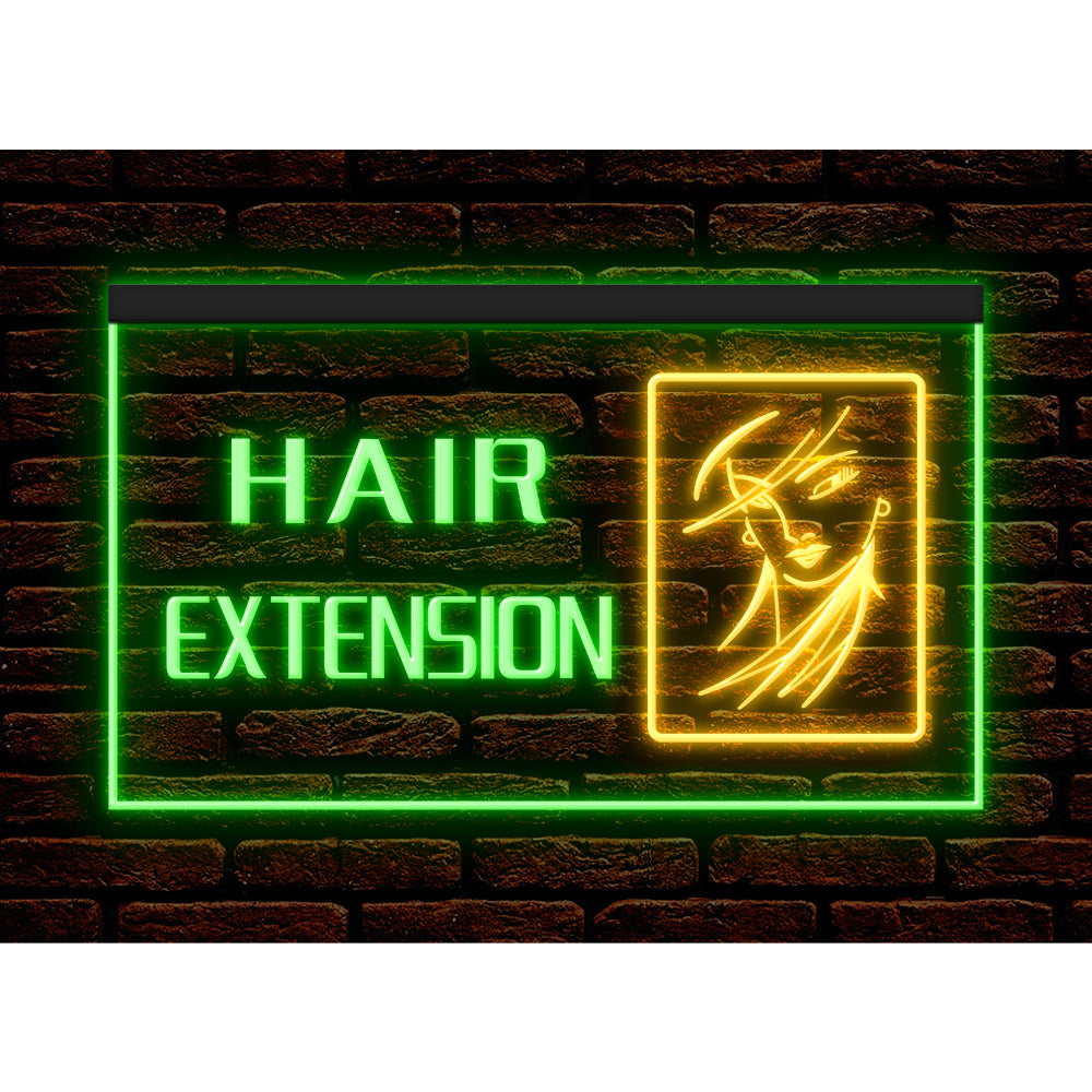 DC160063 Hair Extension Beauty Salon Open Home Decor Display illuminated Night Light Neon Sign Dual Color