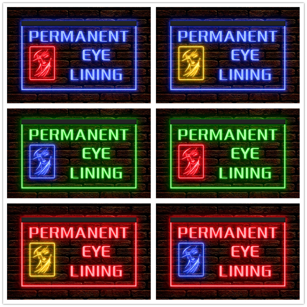 DC160064 Permanent Eye Lining Beauty Salon Home Decor Display illuminated Night Light Neon Sign Dual Color