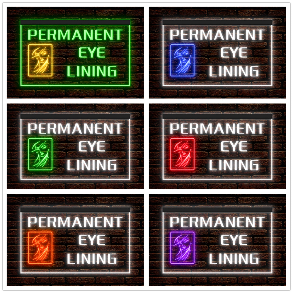 DC160064 Permanent Eye Lining Beauty Salon Home Decor Display illuminated Night Light Neon Sign Dual Color