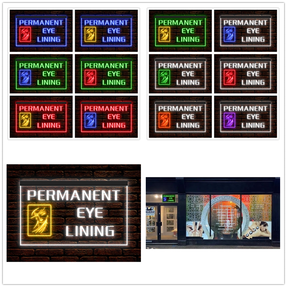 DC160064 Permanent Eye Lining Beauty Salon Home Decor Display illuminated Night Light Neon Sign Dual Color