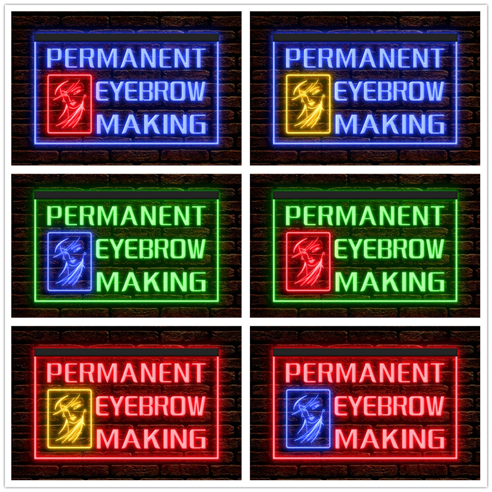 DC160065 Permanent Eyebrow Making Beauty Salon Home Decor Display illuminated Night Light Neon Sign Dual Color