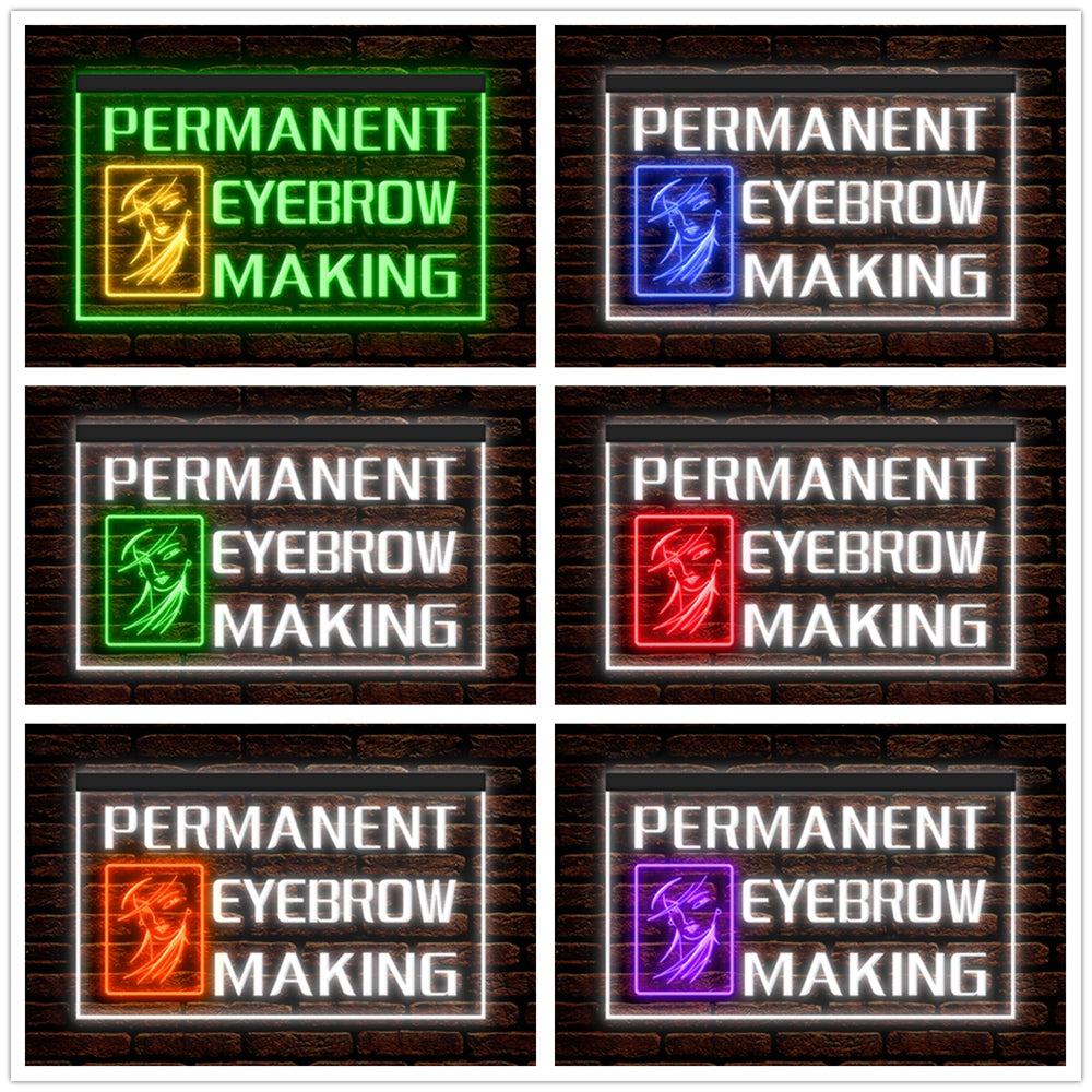 DC160065 Permanent Eyebrow Making Beauty Salon Home Decor Display illuminated Night Light Neon Sign Dual Color