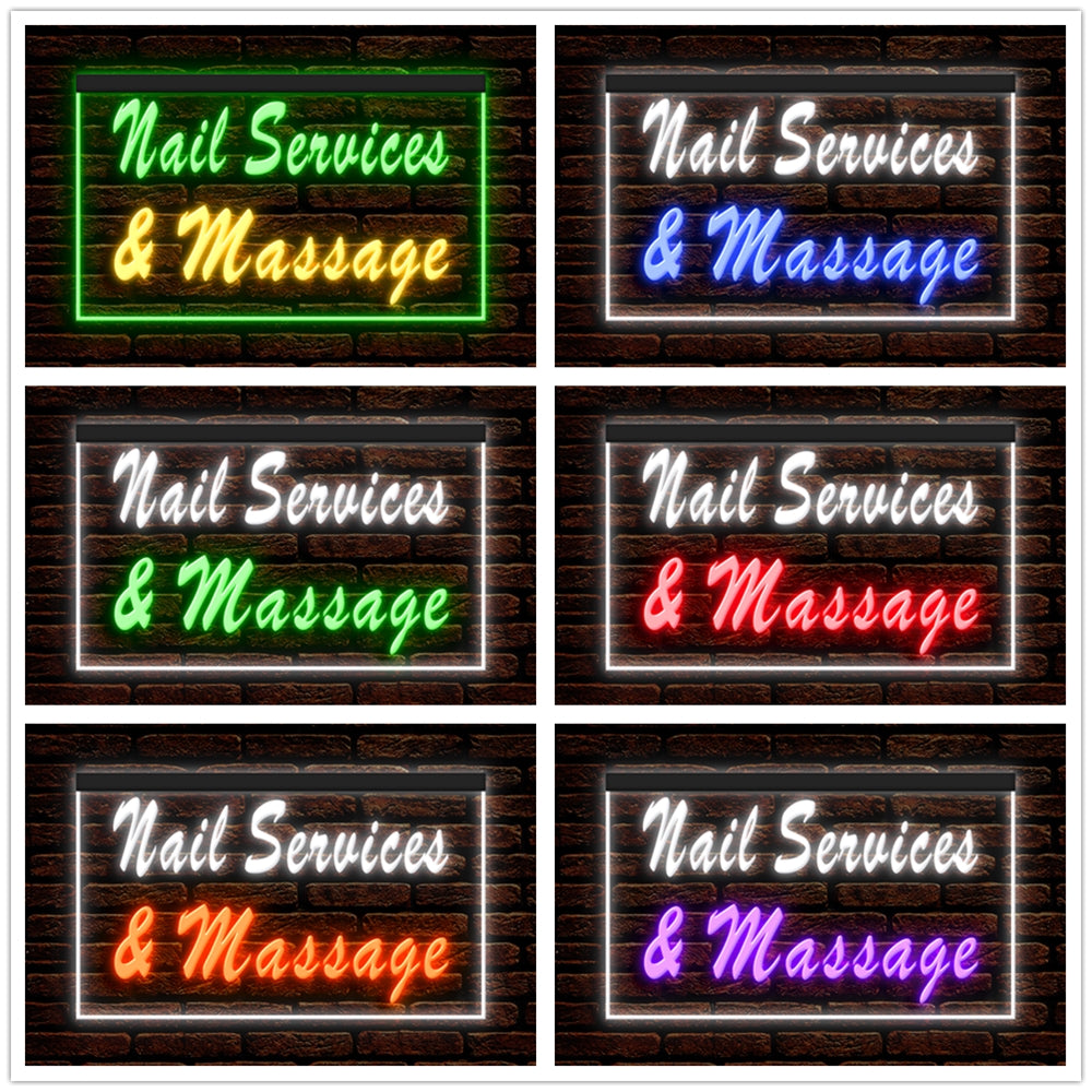 DC160096 Nail Services Massage Beauty Salon Home Decor Display illuminated Night Light Neon Sign Dual Color